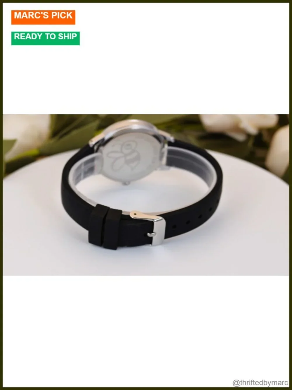 Analog Wrist Watch with Arabic Numerals, Non-Ticking Quartz Silicone Band